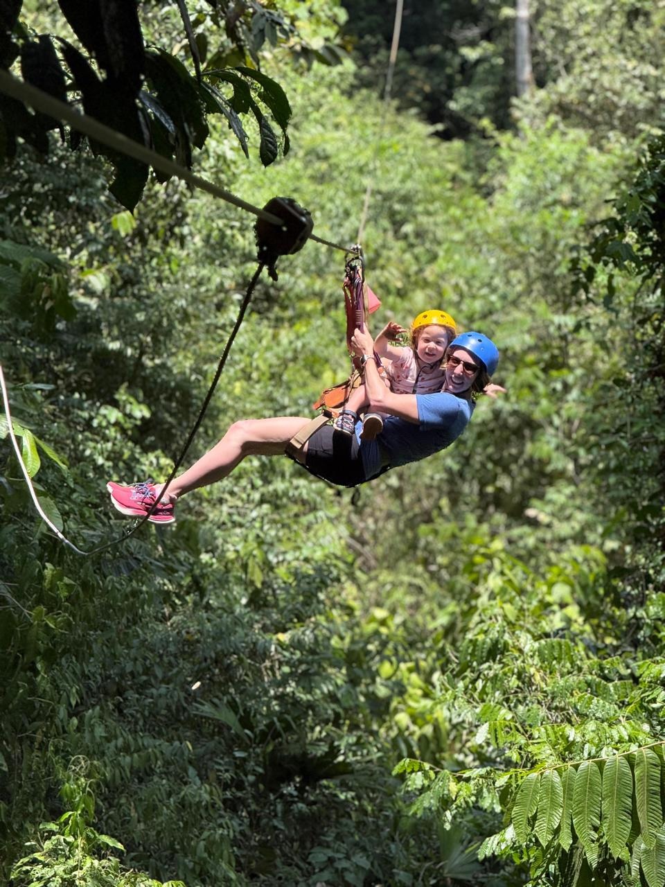 Family zip-lining Costa Rica